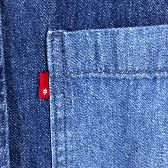 Levis Mens 2XL Denim Blue Color Block Cowboy Western Chore Work Shirt - Picture 4 of 16